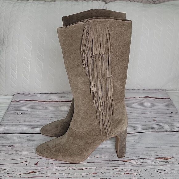 Vince Camuto Sterla Tall Suede Fringed Boots Size 10 - Picture 13 of 13